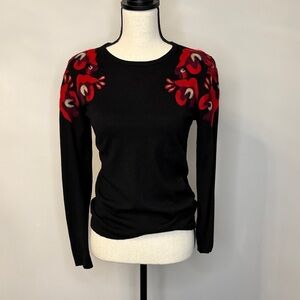 Chic Black and Red Women's Long Sleeve Top
